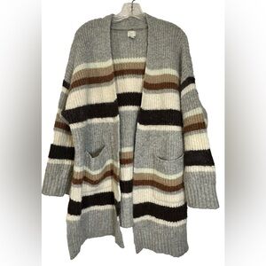A New Day Womens Earthy Striped Long Sleeve Warm Cardigan Plus Size Sweater XXL